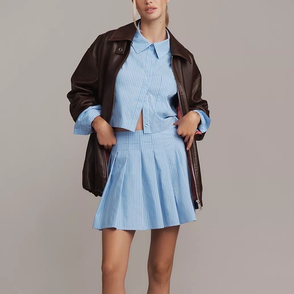 NWT ✨ Anthropologie Maeve Stripe Pleated Mini Skirt